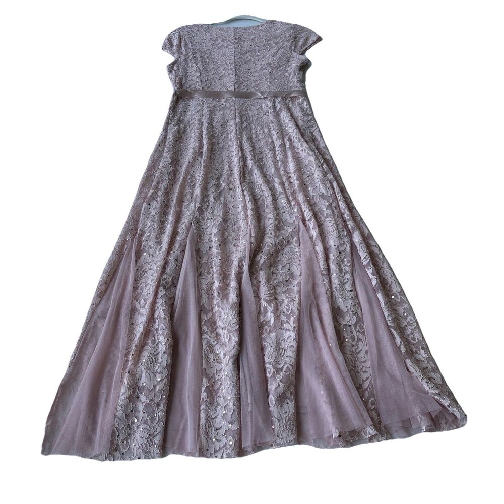 Candalite Petite Lace Filigree Maxi Dress Gown Formal Wedding size PL Pink - Picture 2 of 6